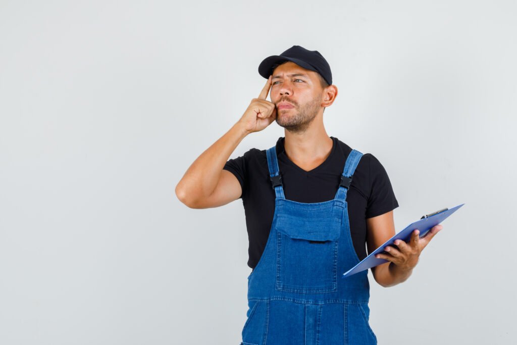 automotive locksmith ny sureaccessyoung worker looking away while holding clipboard