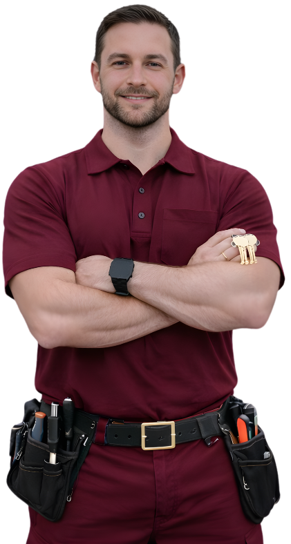 Volvo Locksmith Westchester County NY a man wearing a red locksmith uniform
